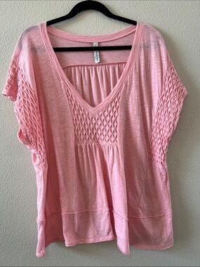 torrid Belle Isle Bubblegum Pink V-Neck Smocked Sleeve Tunic